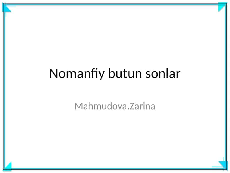 Nomanfiy butun sonlar