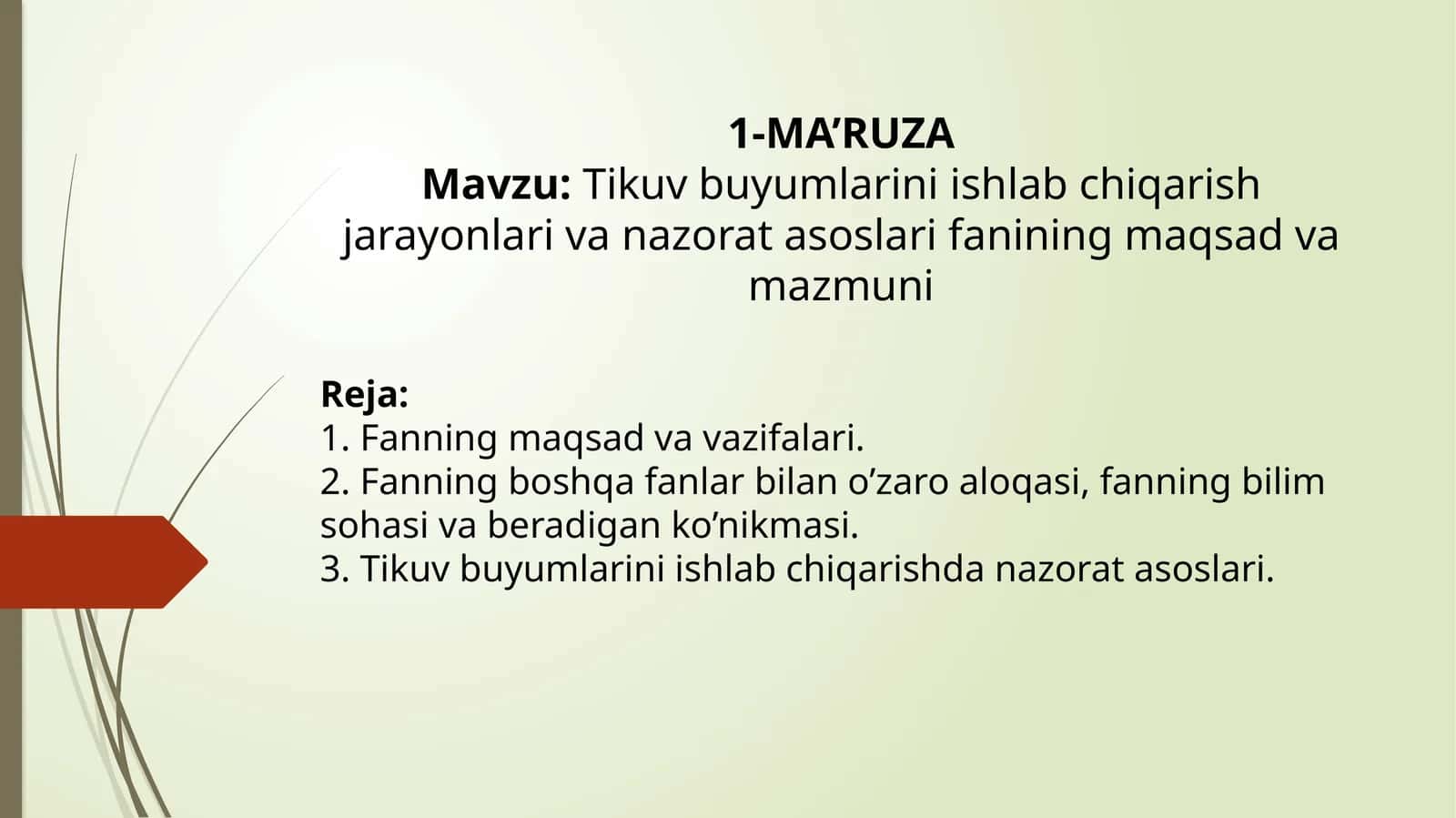 1-MA’RUZA