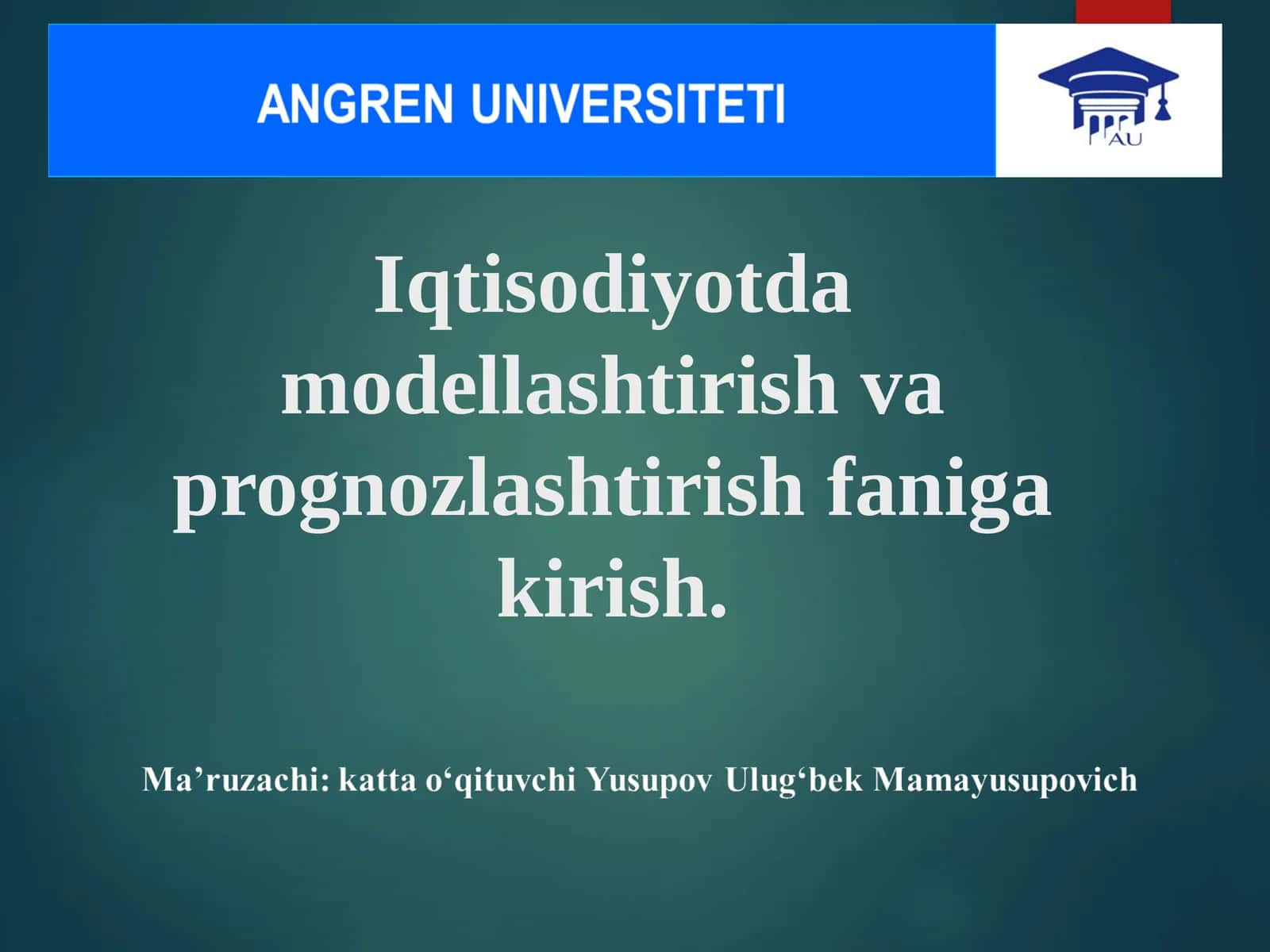 Model va modellashtirish faniga kirish