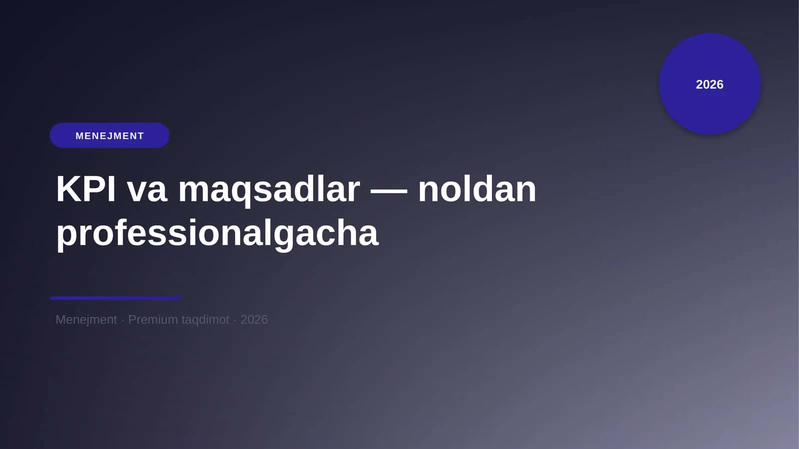 KPI va maqsadlar — noldan professionalgacha