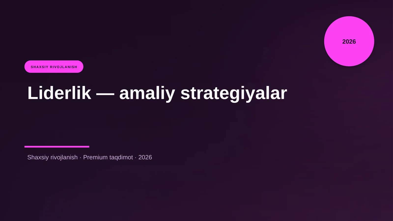 Liderlik — amaliy strategiyalar