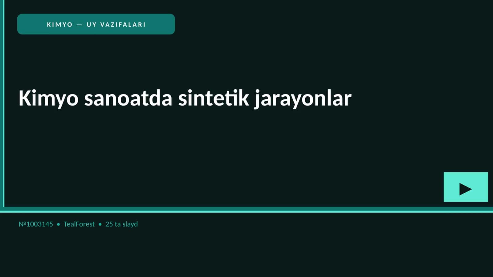 KIMYO SANOATDA SINTETIK JARAYONLAR
