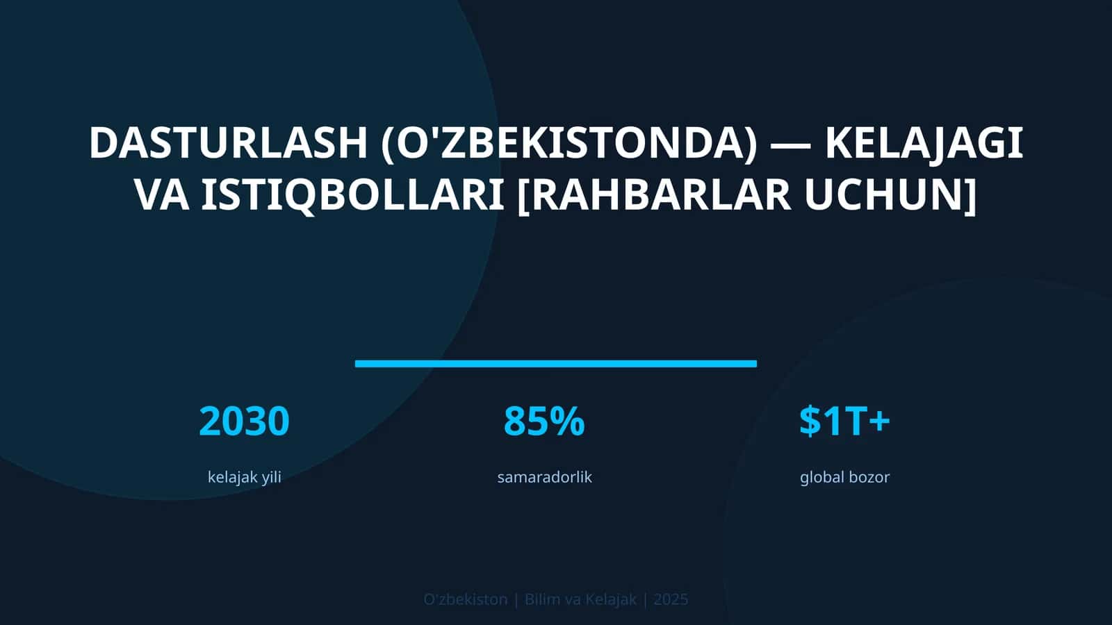 Dasturlash (O'zbekistonda) — kelajagi va istiqbollari [rahbarlar uchun]