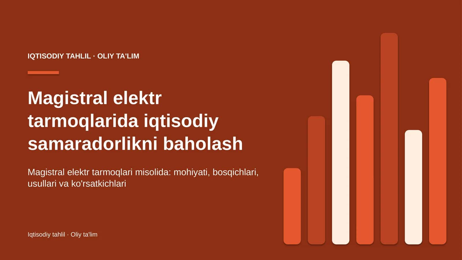 Magistral elektr tarmoqlarida iqtisodiy samaradorlikni baholash