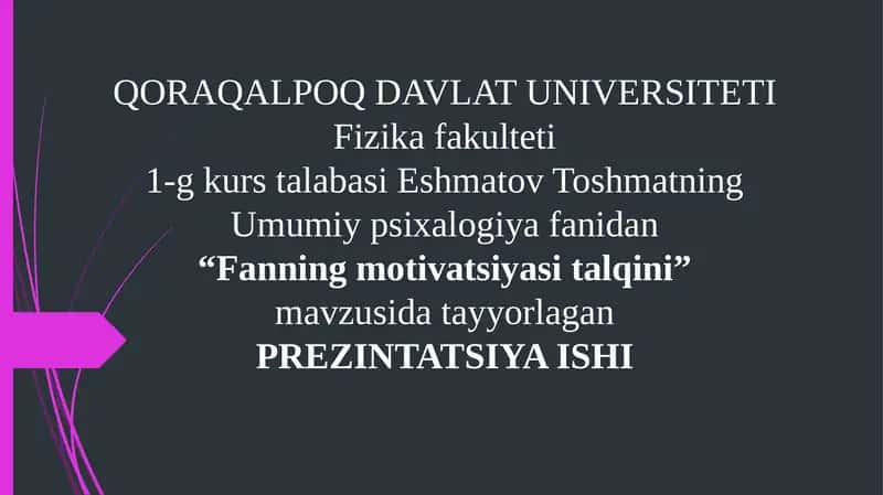Fanning motivatsiyasi talqini
