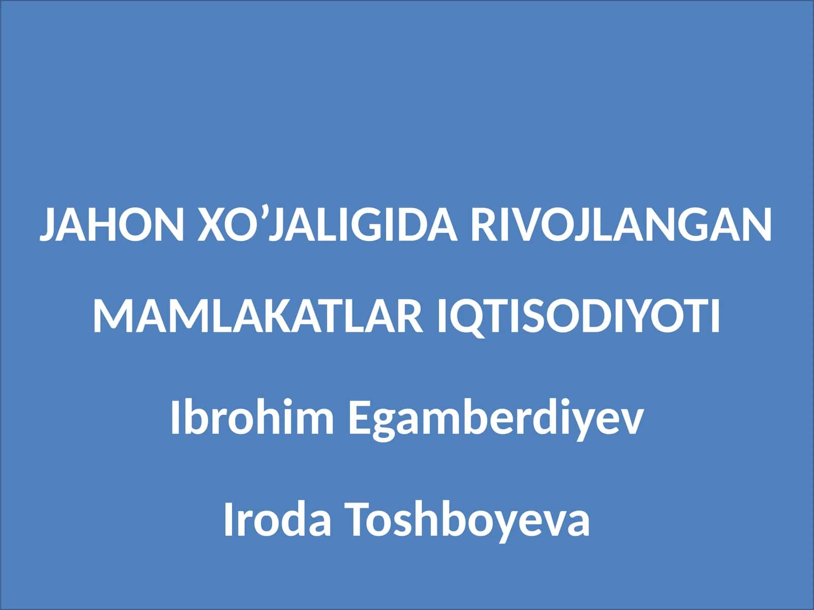 Rivojlangan mamlakatlar iqtisodiyoti