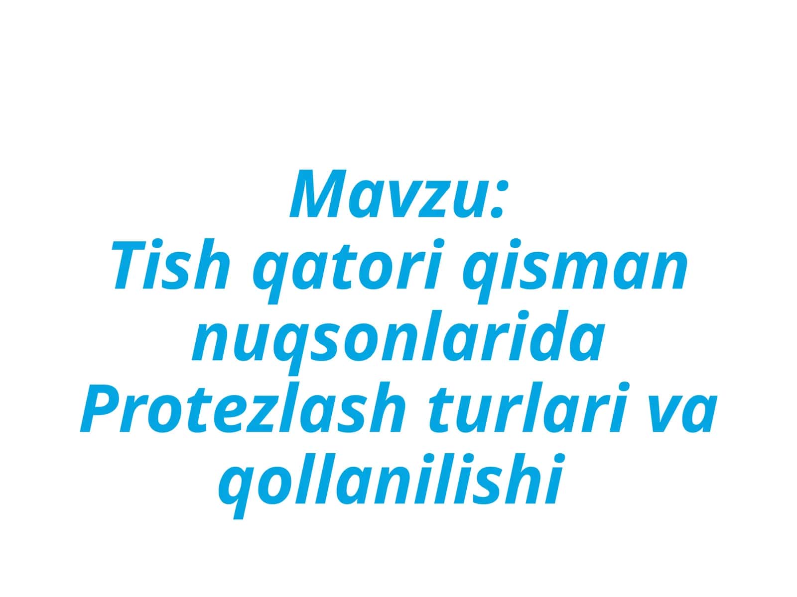 Tish qatori qisman nuqsonlarida Protezlash turlari va qollanilishi