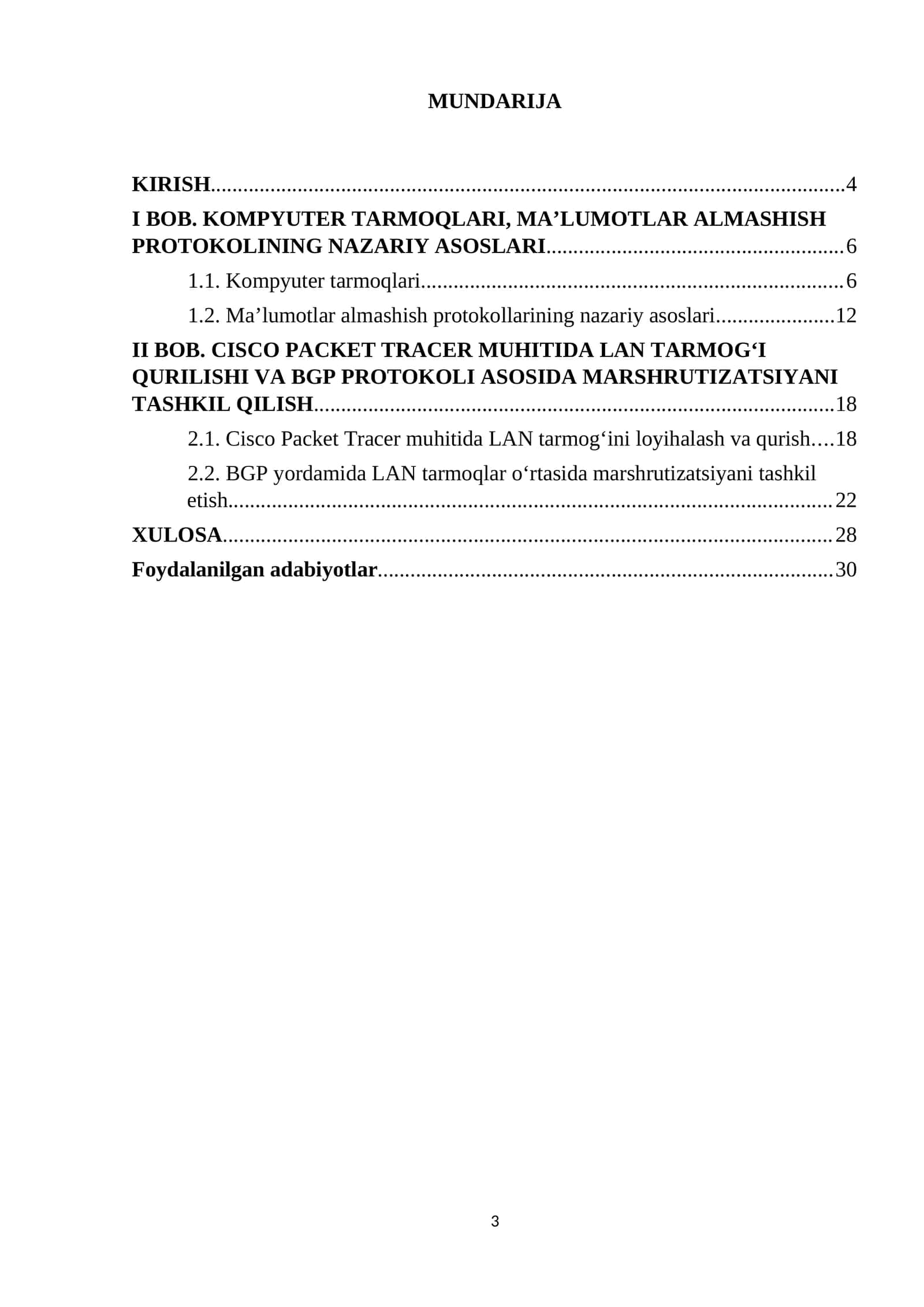 CISCO PACKET TRACER MUHITIDA LAN TARMOG‘I QURILISHI VA BGP PROTOKOLI ASOSIDA MARSHRUTIZATSIYANI TASHKIL QILISH
