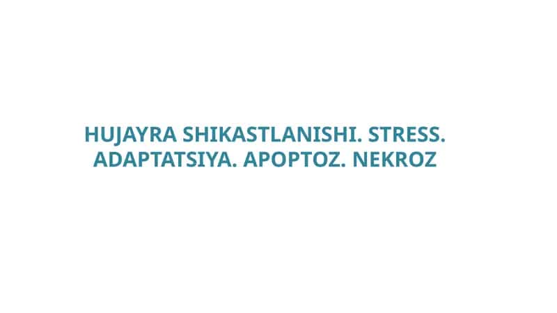HUJAYRA SHIKASTLANISHI. STRESS. ADAPTATSIYA. APOPTOZ. NEKROZ