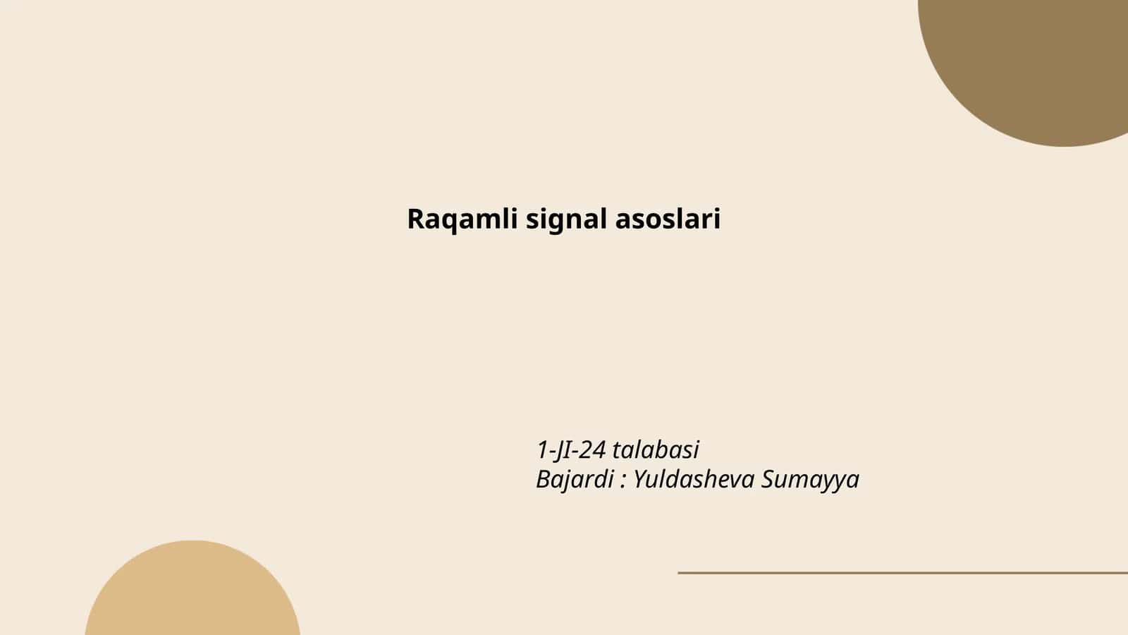 Raqamli signal asoslari