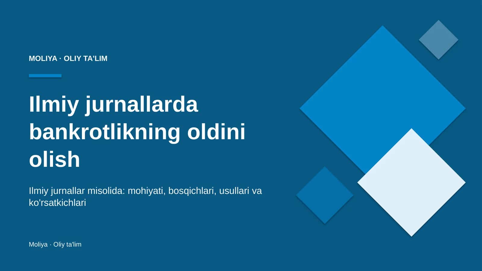 Ilmiy jurnallarda bankrotlikning oldini olish
