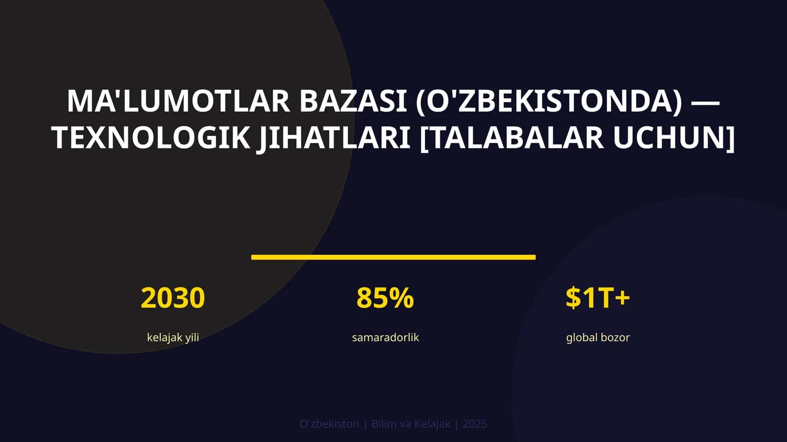 Ma'lumotlar bazasi (O'zbekistonda) — texnologik jihatlari [talabalar uchun]