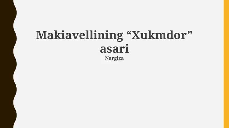 Makiavellining “Xukmdor” asari