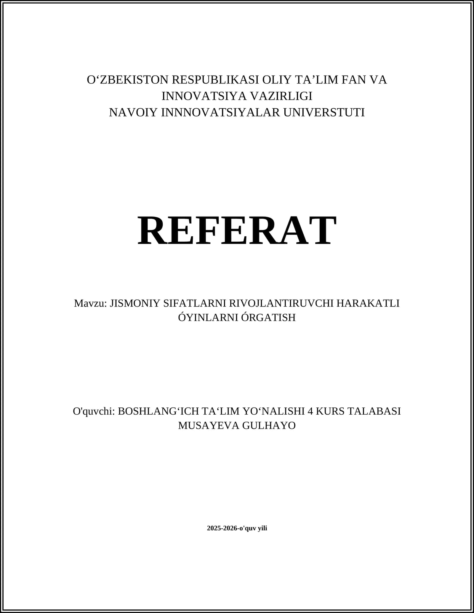 Tezlikni rivojlantiruvchi harakatli o'yinlar metodikasi