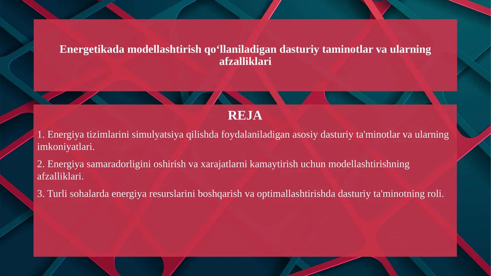 Energetikada modellashtirish qoʻllaniladigan dastu
