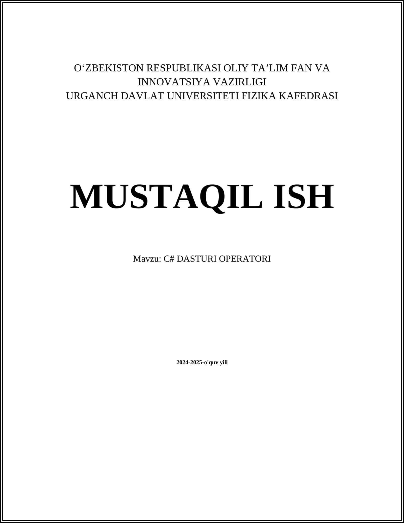 C# DASTURI OPERATORI