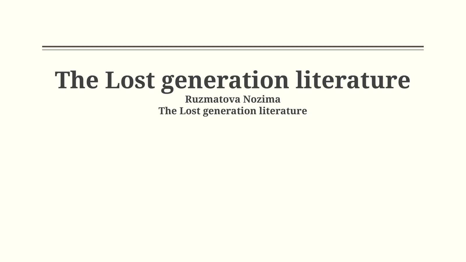 The Lost generation literature