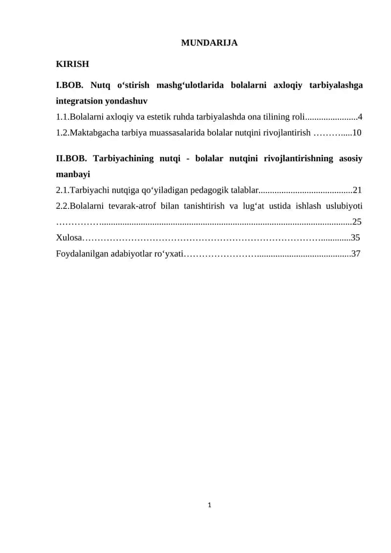 Nutq o‘stirish mashg‘ulotlarida bolalarni axloqiy tarbiyalashga integratsion yondashuv