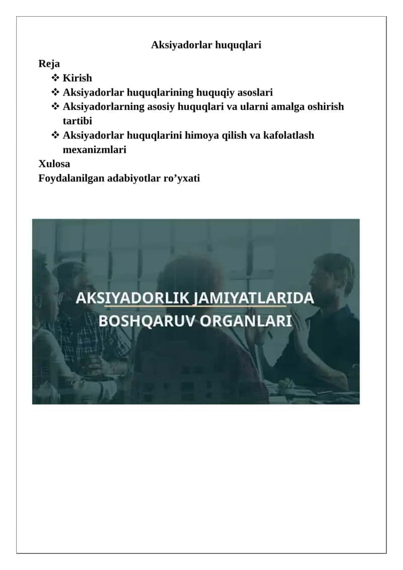 Aksiyadorlar huquqlari