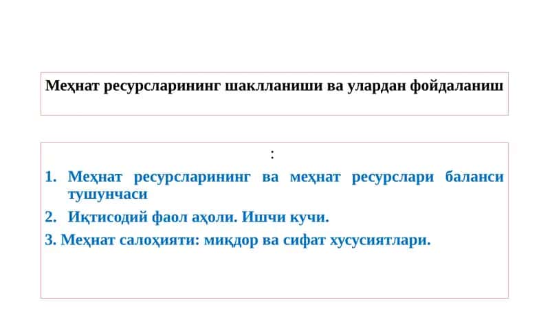 Mehnat iqtisodiyoti: nazorat va amaliyot
