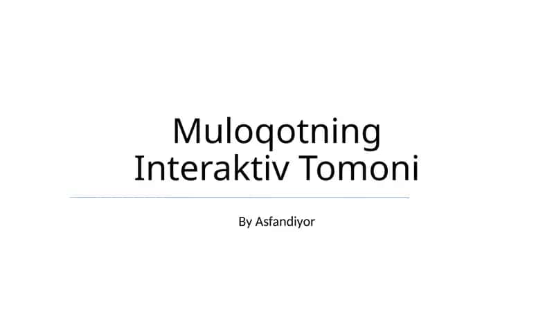 Muloqotning Interaktiv Tomoni
