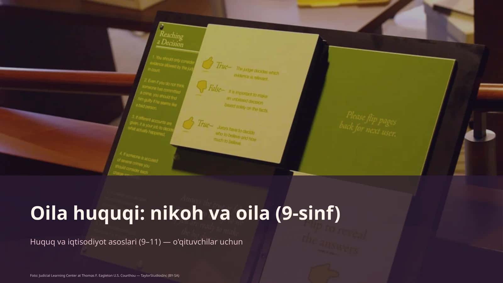 Huquq va iqtisodiyot asoslari (9–11) — o'qituvchilar uchun
