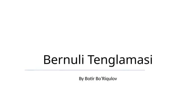 Bernuli Tenglamasi