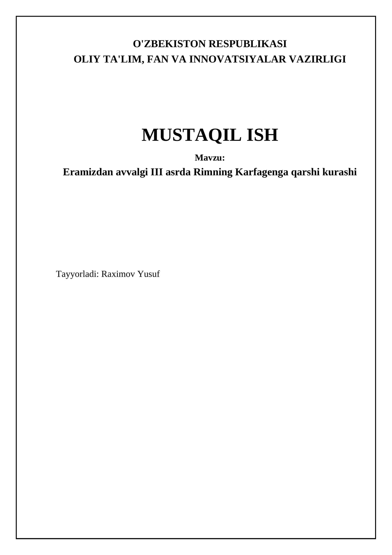 Eramizdan avvalgi III asrda Rimning Karfagenga qarshi kurashi