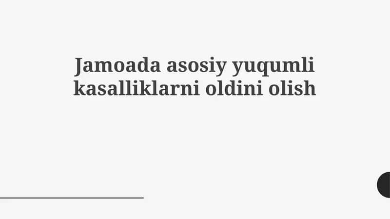 Infektsion kasalliklarning oldini olish