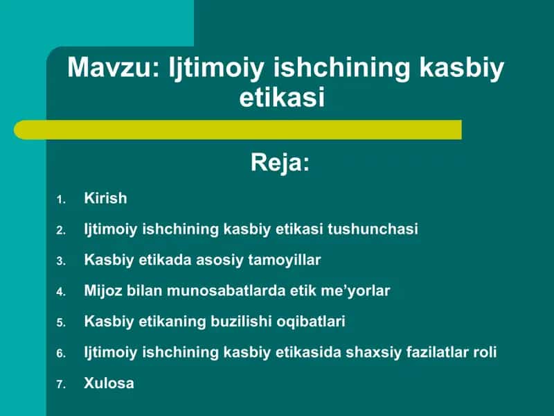 Ijtimoiy ishchining kasbiy etikasi