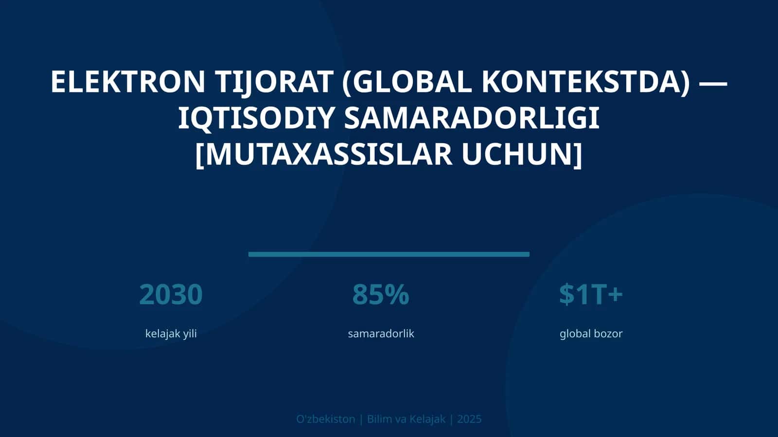 Elektron tijorat (global kontekstda) - iqtisodiy samaradorligi [mutaxassislar uchun]