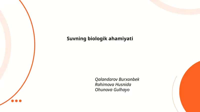 Suvning biologik ahamiyati