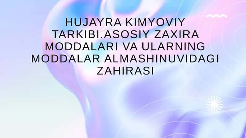 hujayra kimyoviy tarkibi