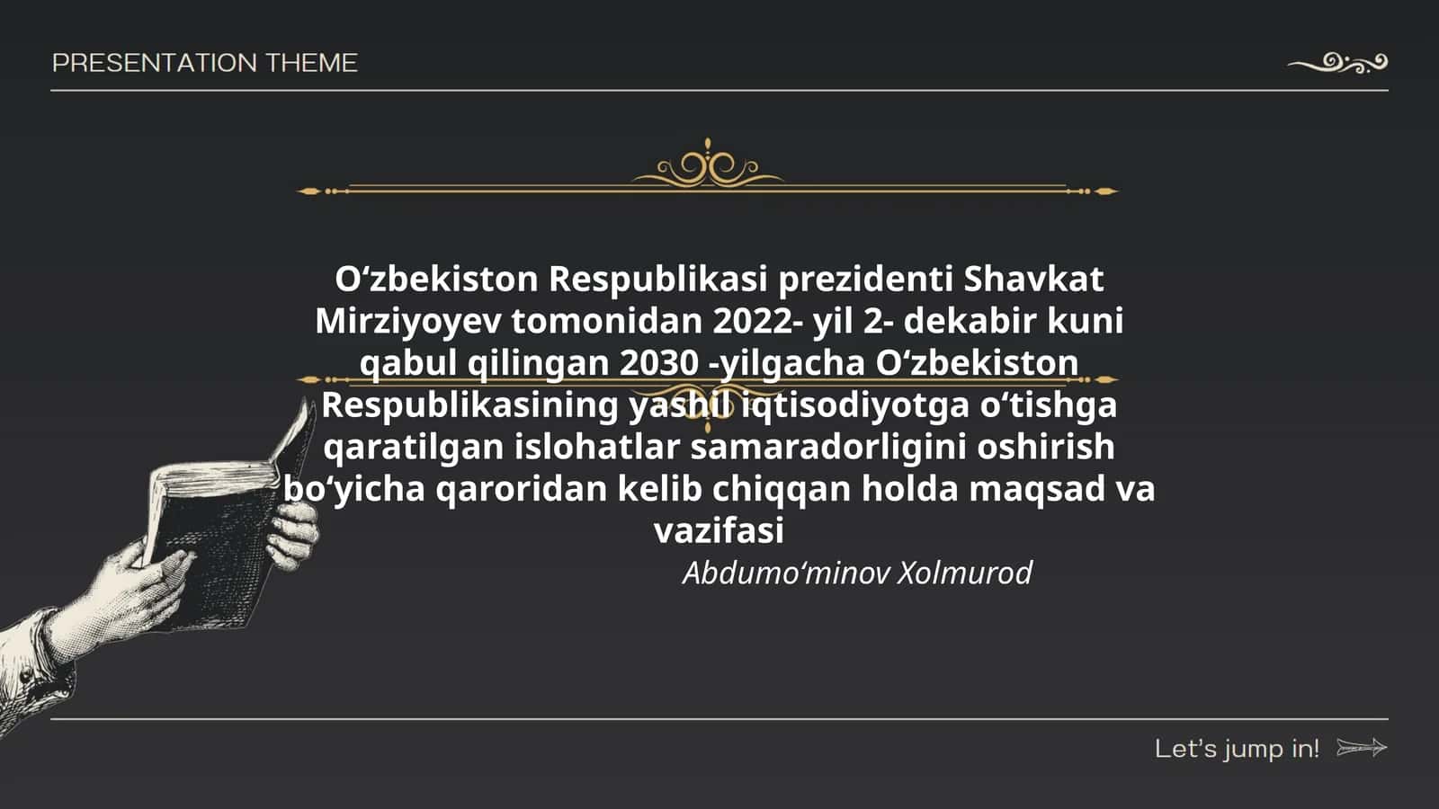 Oʻzbekiston Respublikasining yashil iqtisodiyotga oʻtishga qaratilgan islohatlar
