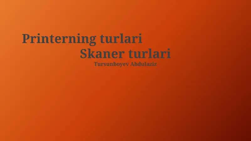 Printer turlari