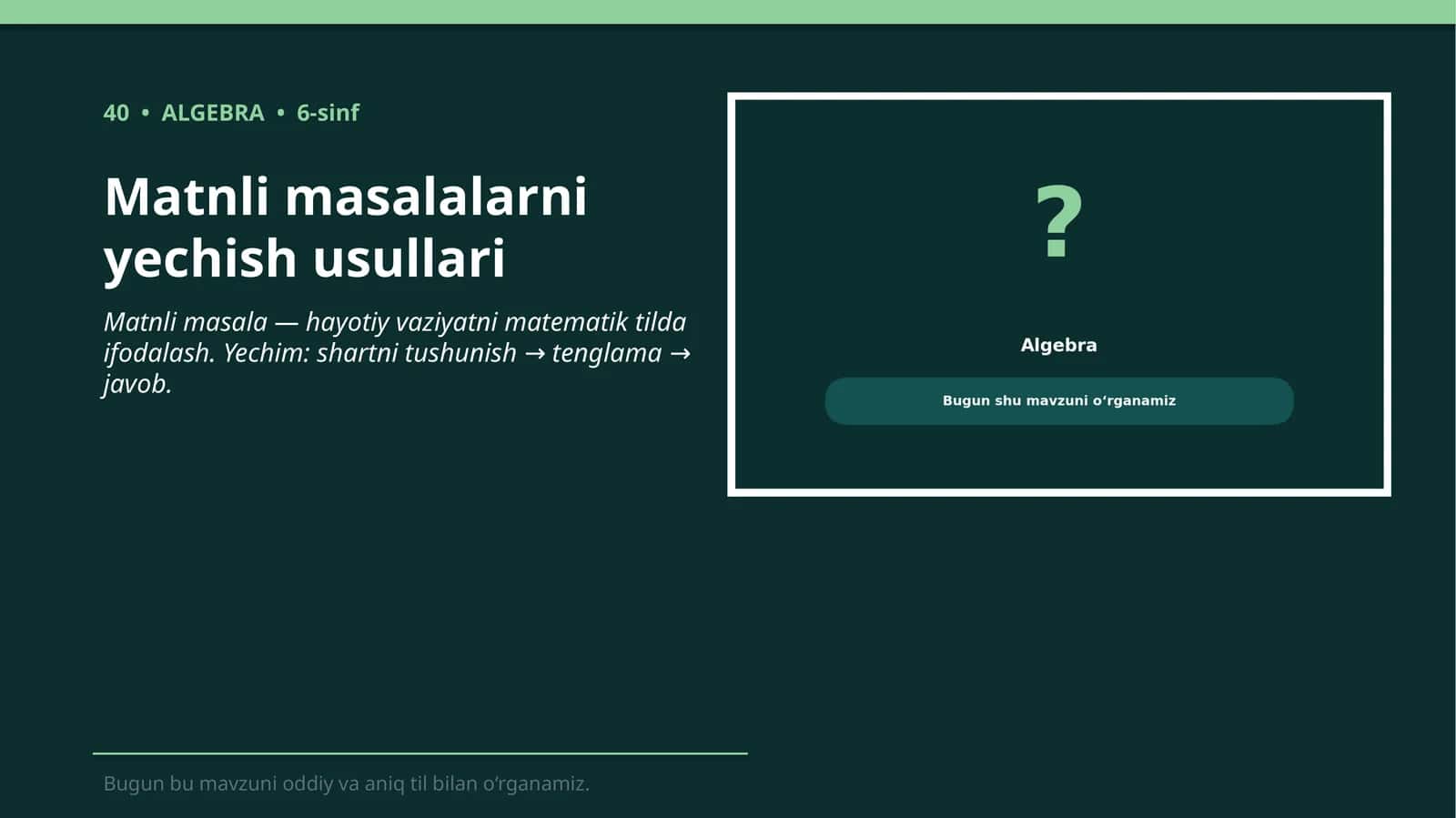 Matnli masalalarni yechish usullari