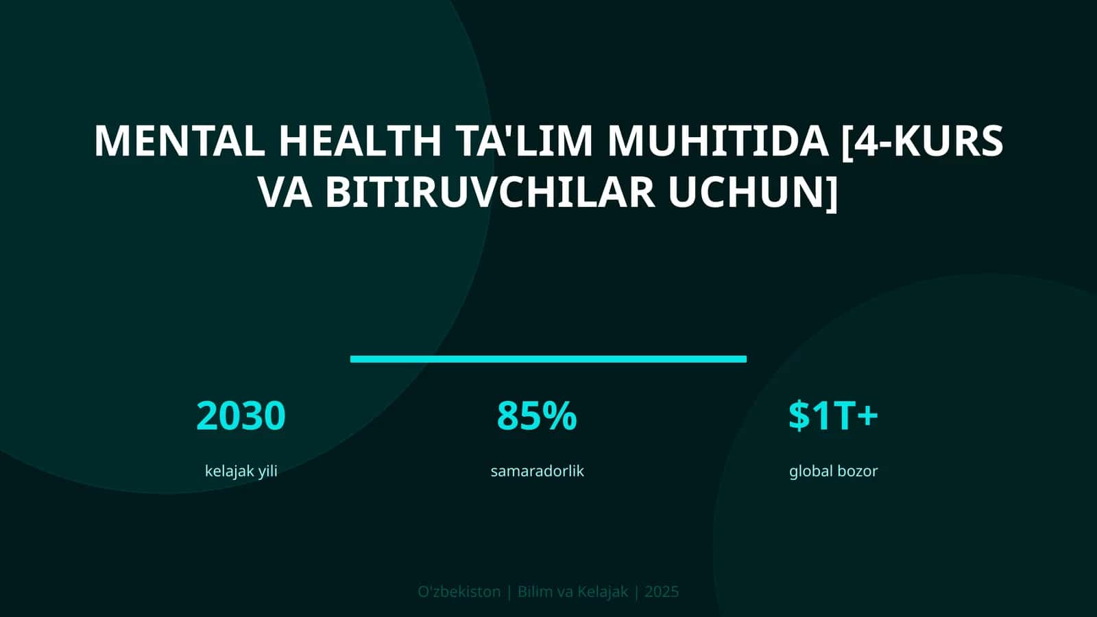Mental health ta'lim muhitida [4-kurs va bitiruvchilar uchun]