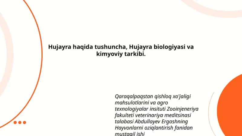 Hujayra biologiyasi va kimyoviy tarkibi