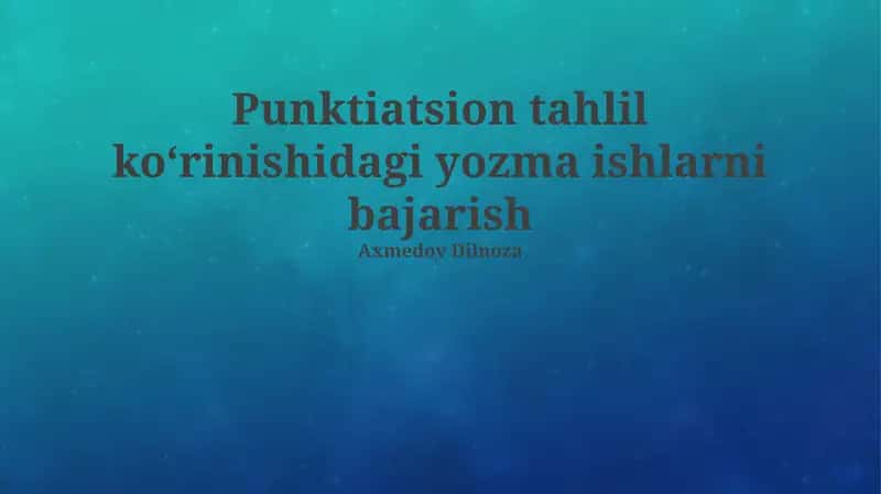 Punktuatsiya tahlili