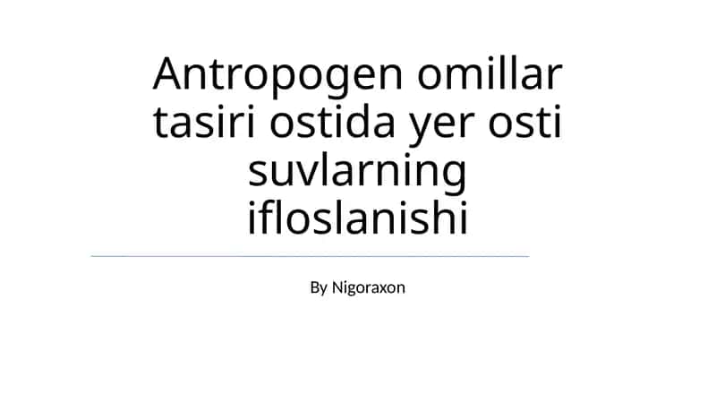 Yer osti suvlari ifloslanishi