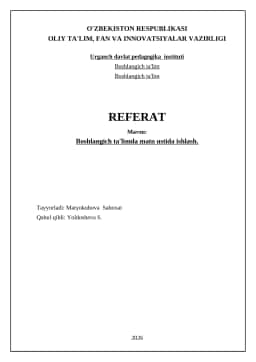 Boshlangich ta'limda matn ustida ishlash
