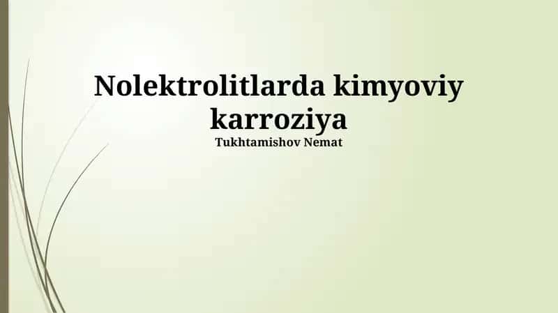 Nolektrolitlarda kimyoviy karroziya
