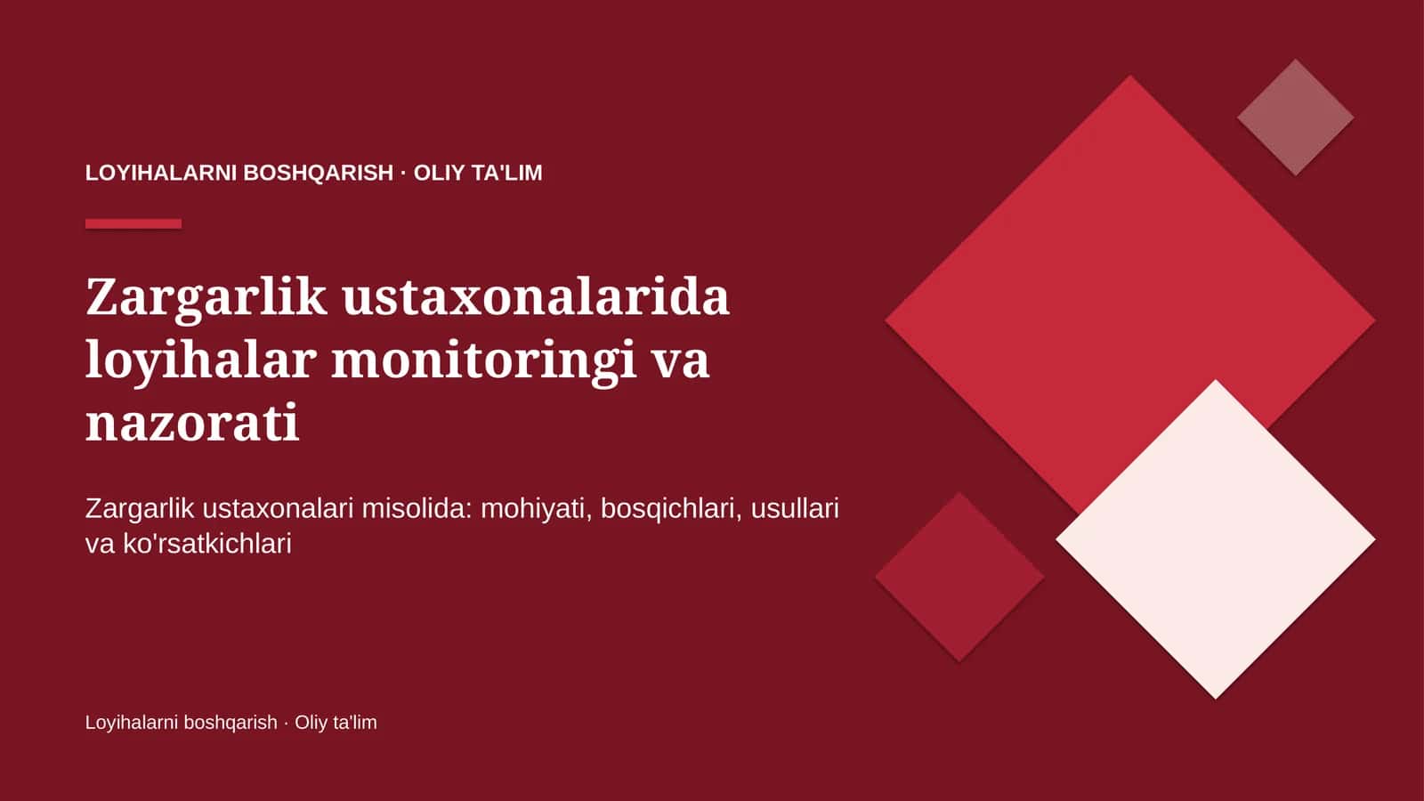 zargarlik ustaxonalarida loyihalar monitoringi va nazorati 5259