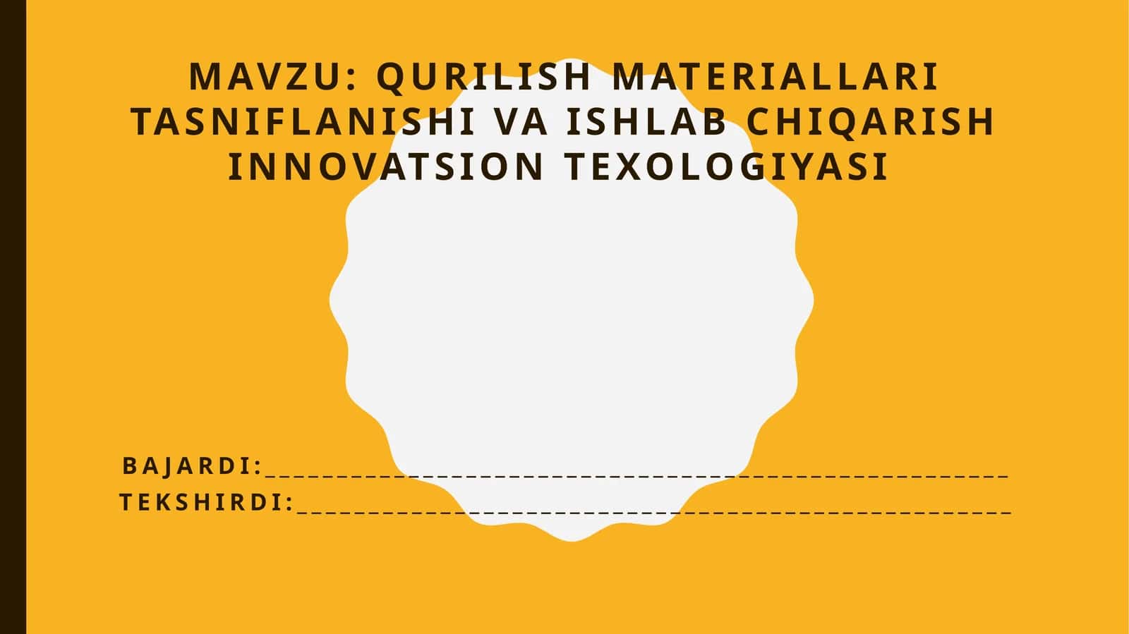 Qurilish materiallari tasniflanishi va ishlab chiqarish innovatsion texnologiyasi