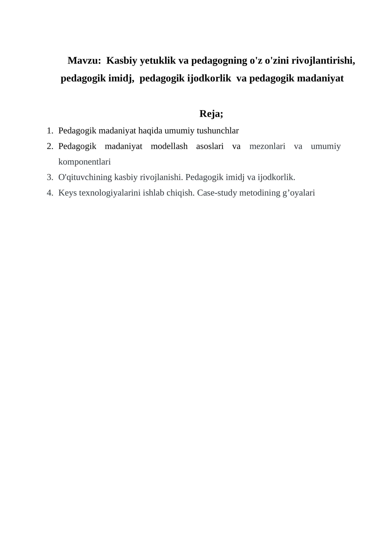Pedagogik madaniyat rivojlantirish