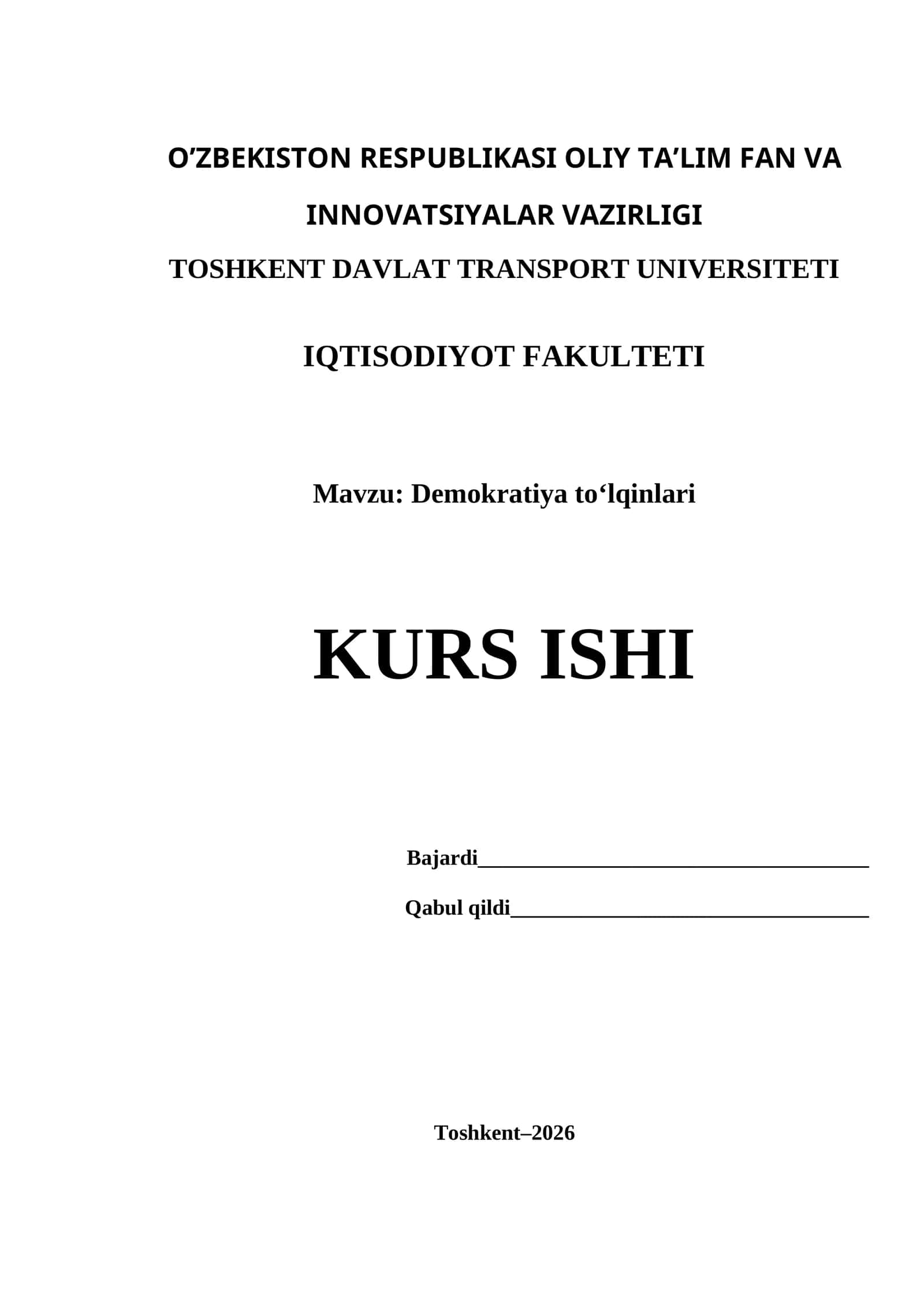 Demokratiya to‘lqinlari  KURS ISHI