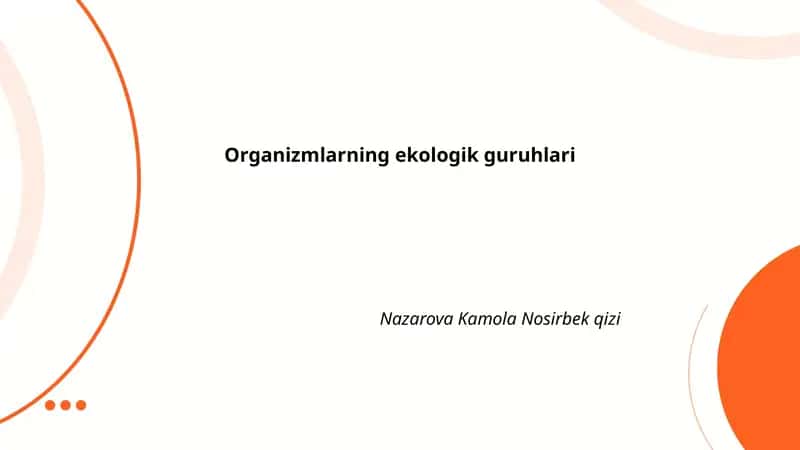 Organizmlarning ekologik guruhlari