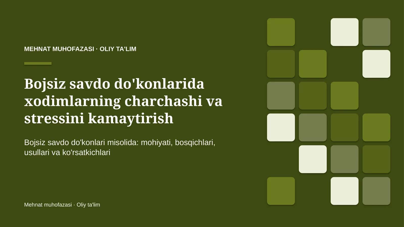 bojsiz savdo do'konlarida xodimlarning charchashi va stressini kamaytirish 3551