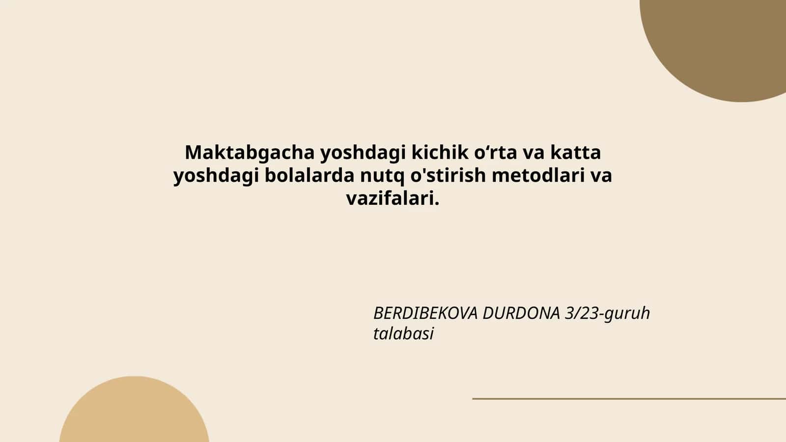 Nutq o'stirish metodlari va vazifalari