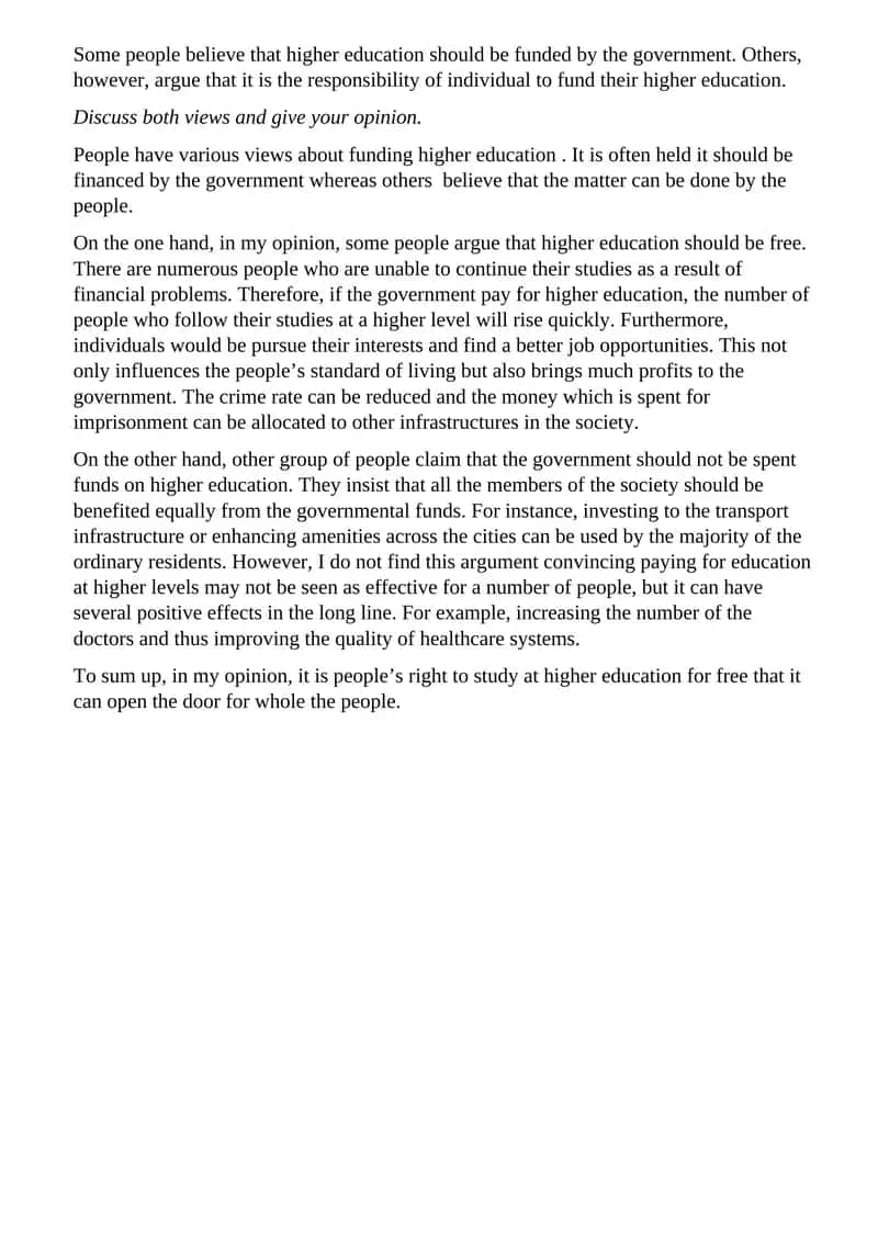 Funding Higher Education Debate